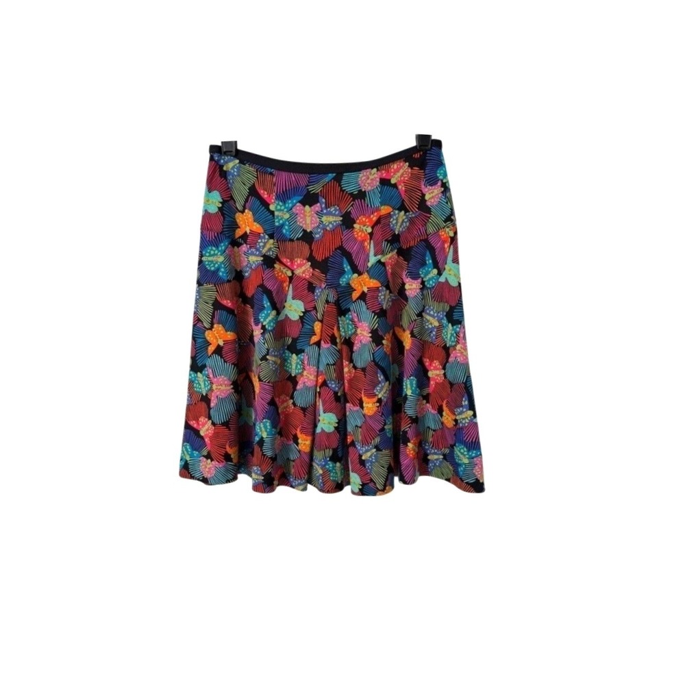 Diane von Furstenberg DVF 100% Silk Mini Skirt Y2K Butterfly Pleated Flared Sz 2